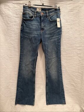 Pilcro Wide-Leg Flare Jeans in Blue Wash